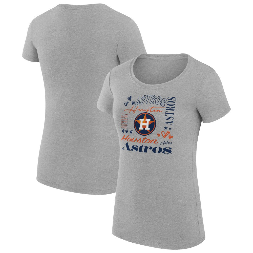 Houston Astros G-III 4Her by Carl Banks Women's Super-Slim Fit Lightweight Collage Team Graphic Crew Neck T-Shirt - Heather Gray