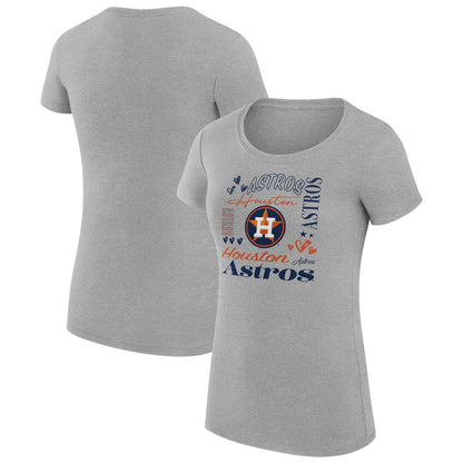 Houston Astros G-III 4Her by Carl Banks Women's Super-Slim Fit Lightweight Collage Team Graphic Crew Neck T-Shirt - Heather Gray