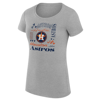 Houston Astros G-III 4Her by Carl Banks Women's Super-Slim Fit Lightweight Collage Team Graphic Crew Neck T-Shirt - Heather Gray