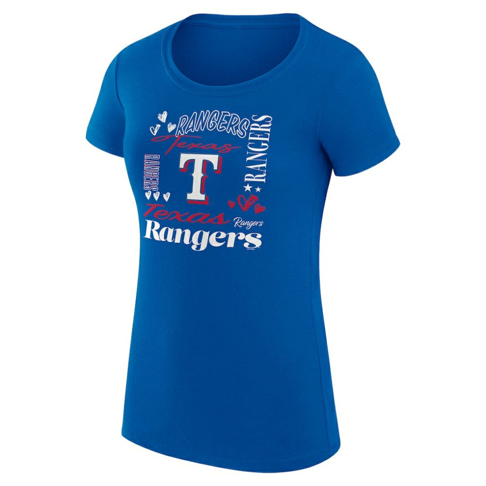 Texas Rangers G-III 4Her by Carl Banks Women's Super-Slim Fit Lightweight Collage Team Graphic Crew Neck T-Shirt - Royal
