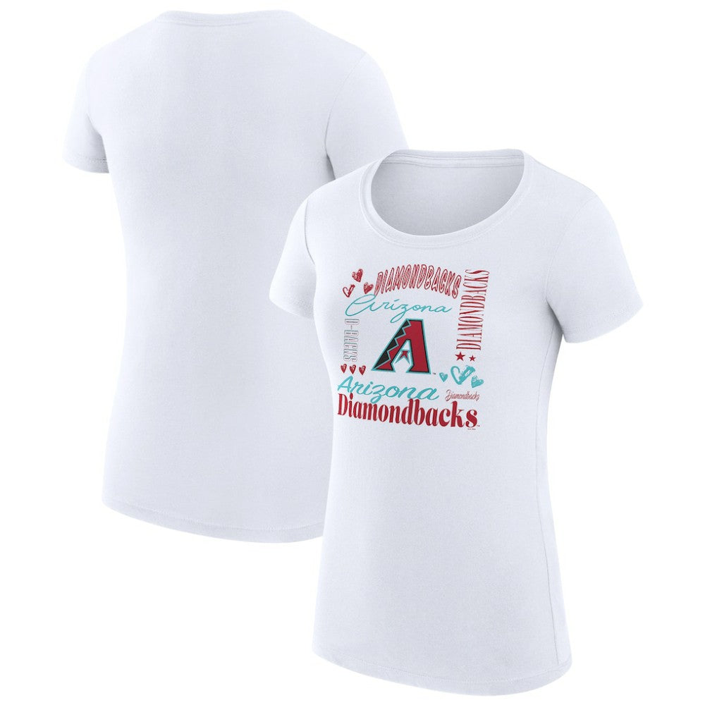 Arizona Diamondbacks G-III 4Her by Carl Banks Women's Super-Slim Fit Lightweight Collage Team Graphic Crew Neck T-Shirt - White
