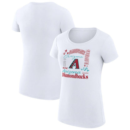 Arizona Diamondbacks G-III 4Her by Carl Banks Women's Super-Slim Fit Lightweight Collage Team Graphic Crew Neck T-Shirt - White