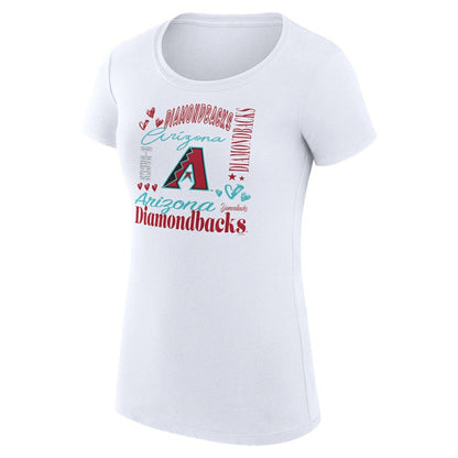 Arizona Diamondbacks G-III 4Her by Carl Banks Women's Super-Slim Fit Lightweight Collage Team Graphic Crew Neck T-Shirt - White