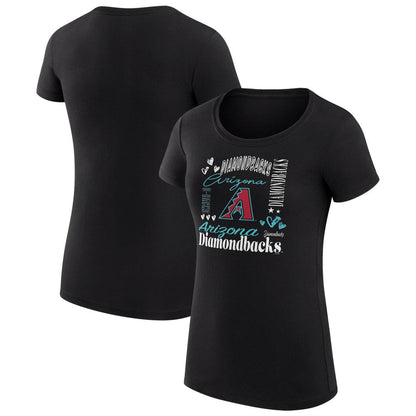 Arizona Diamondbacks G-III 4Her by Carl Banks Women's Super-Slim Fit Lightweight Collage Team Graphic Crew Neck T-Shirt - Black