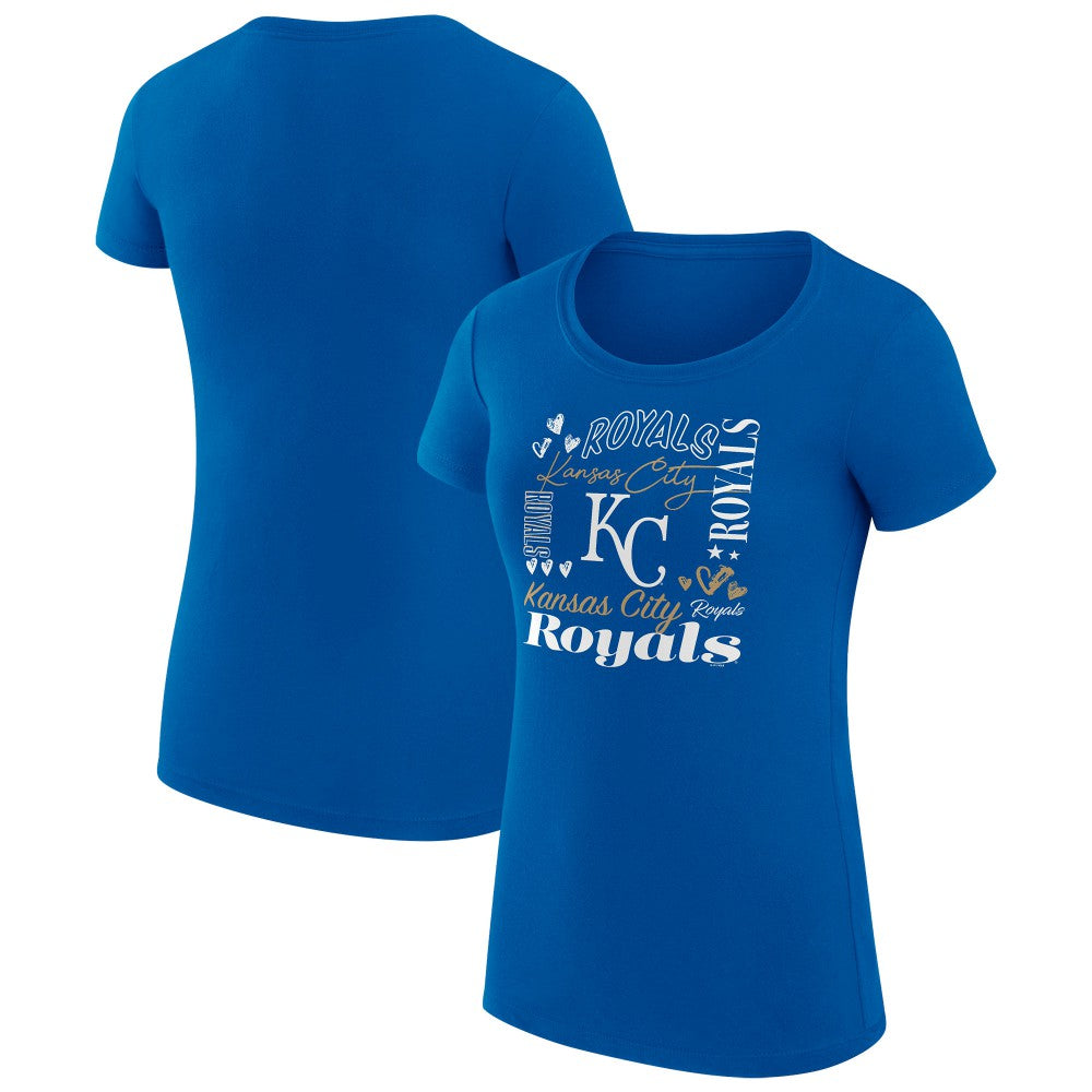 Kansas City Royals G-III 4Her by Carl Banks Women's Super-Slim Fit Lightweight Collage Team Graphic Crew Neck T-Shirt - Royal