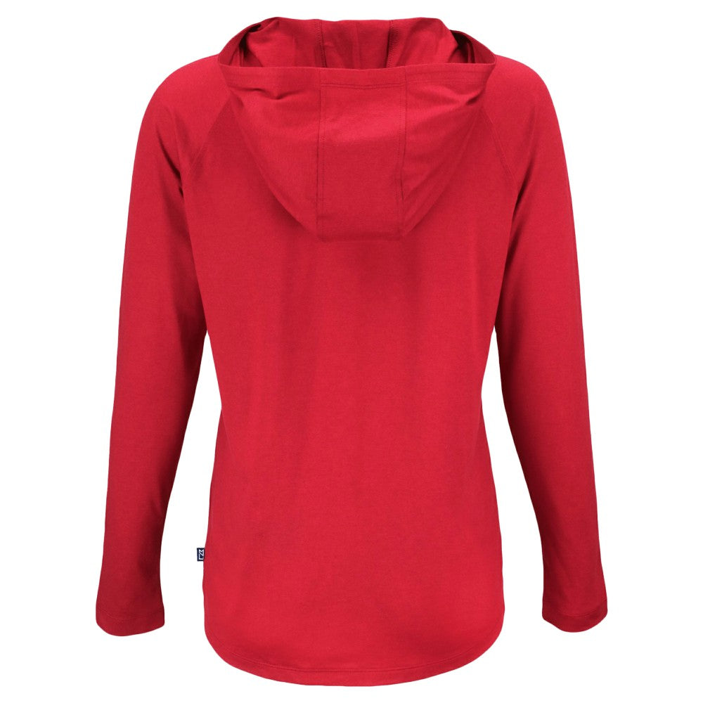 Minnesota Twins Cutter & Buck Women's  Coastline Epic Comfort Eco Recycled Hoodie Raglan Long Sleeve T-Shirt - Red