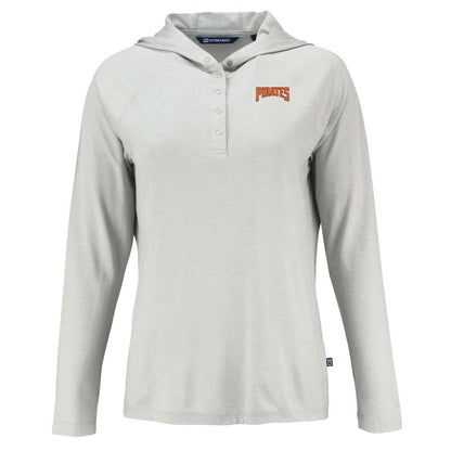 Pittsburgh Pirates Cutter & Buck Women's Cooperstown Collection Coastline Epic Comfort Eco Recycled Hoodie Raglan Long Sleeve T-Shirt - Gray