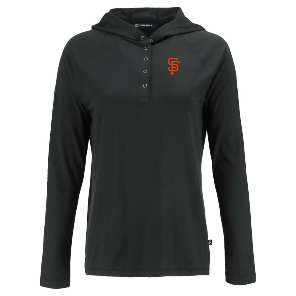 San Francisco Giants Cutter & Buck Women's  Coastline Epic Comfort Eco Recycled Hoodie Raglan Long Sleeve T-Shirt - Black