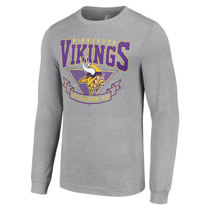 Minnesota Vikings Starter '80s Inspired Team Logo Long Sleeve T-Shirt - Heather Gray outlet