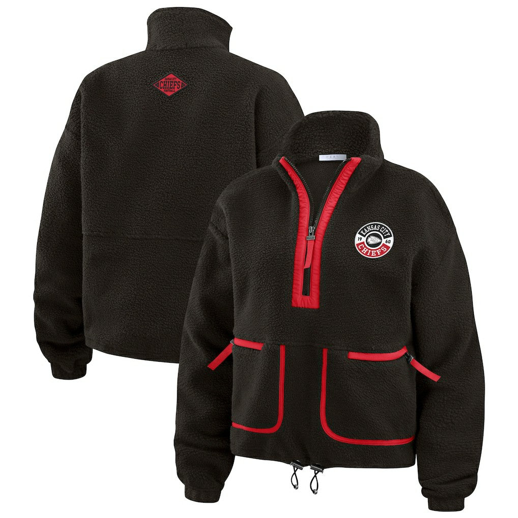 Kansas City Chiefs WEAR by Erin Andrews Women's Polar Fleece Half-Zip Jacket - Black online