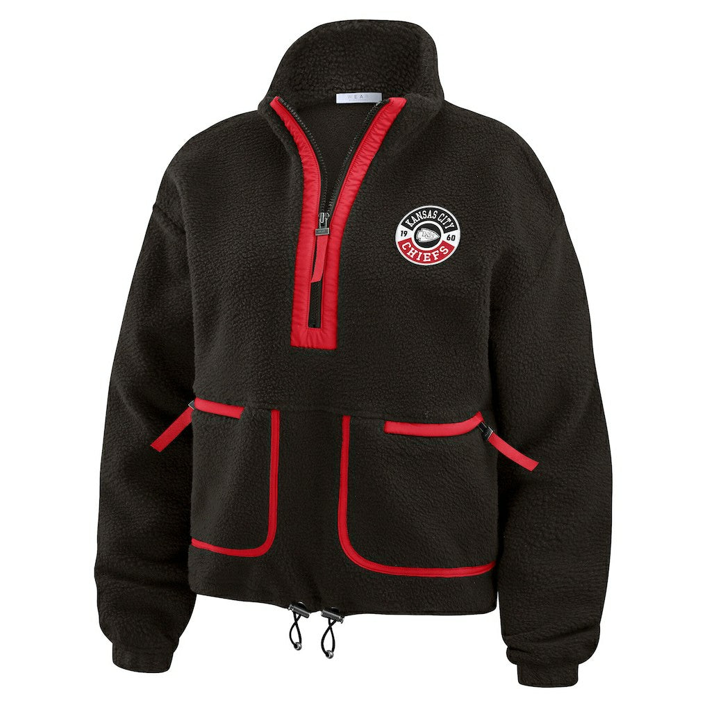 Kansas City Chiefs WEAR by Erin Andrews Women's Polar Fleece Half-Zip Jacket - Black online