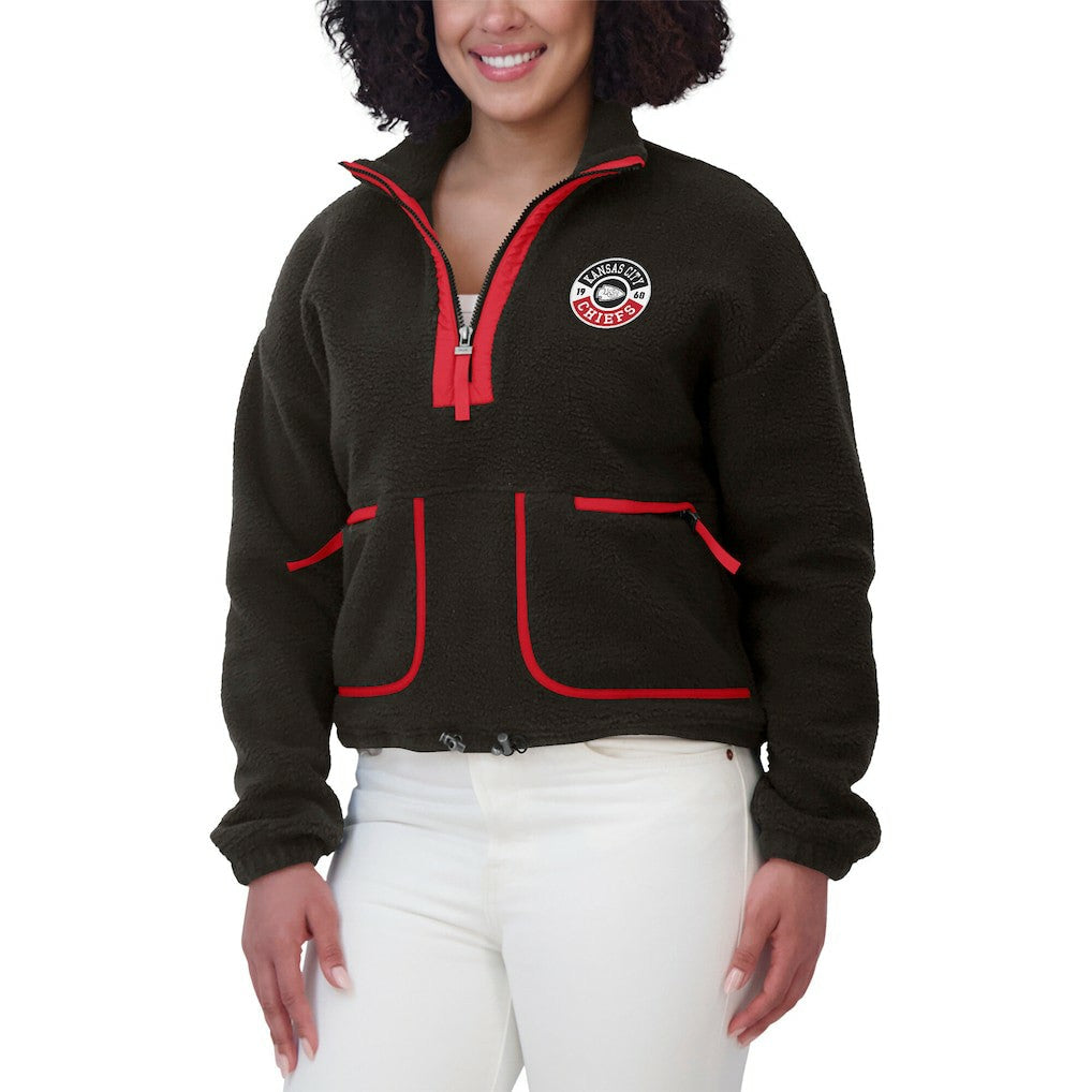Kansas City Chiefs WEAR by Erin Andrews Women's Polar Fleece Half-Zip Jacket - Black online