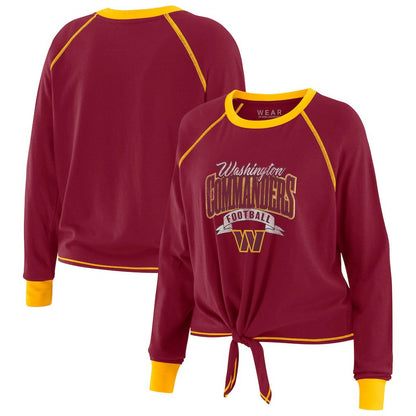 Washington Commanders WEAR by Erin Andrews Women's Tie-Front Long Sleeve Top - Burgundy/Gold sale