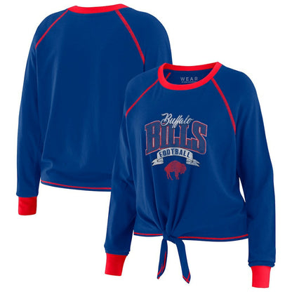 Buffalo Bills WEAR by Erin Andrews Women's Tie-Front Long Sleeve Top - Royal/Red on sale