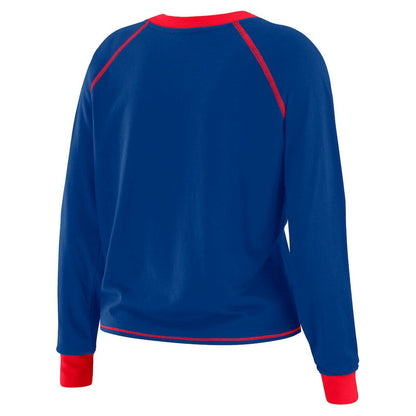 Buffalo Bills WEAR by Erin Andrews Women's Tie-Front Long Sleeve Top - Royal/Red on sale