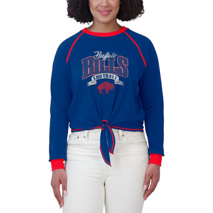 Buffalo Bills WEAR by Erin Andrews Women's Tie-Front Long Sleeve Top - Royal/Red on sale
