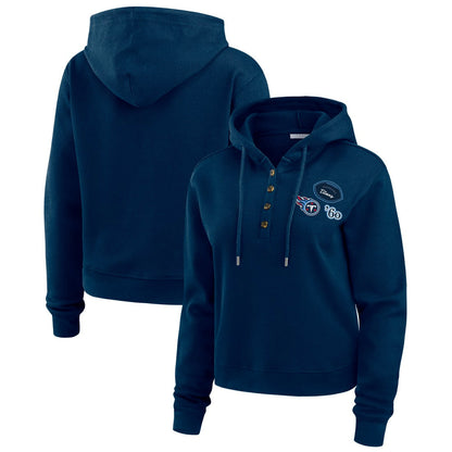 Tennessee Titans WEAR by Erin Andrews Women's Waffle Hoodie Pullover Top - Navy cheap