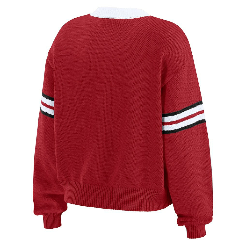 San Francisco 49ers WEAR by Erin Andrews Women's Lace-Up Pullover Sweatshirt - Scarlet on sale