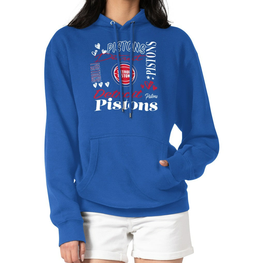 Detroit Pistons G-III 4Her by Carl Banks Women's Team Collage Graphic Fleece Pullover Hoodie sale - Blue outlet