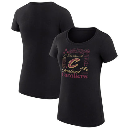 Cleveland Cavaliers G-III 4Her by Carl Banks Women's Super-Slim Fit Lightweight Team Name Collage Graphic T-Shirt sale - Black sale