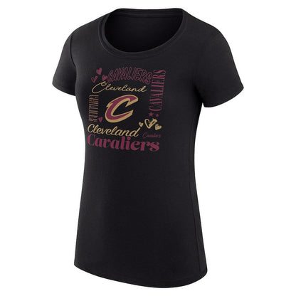 Cleveland Cavaliers G-III 4Her by Carl Banks Women's Super-Slim Fit Lightweight Team Name Collage Graphic T-Shirt sale - Black sale