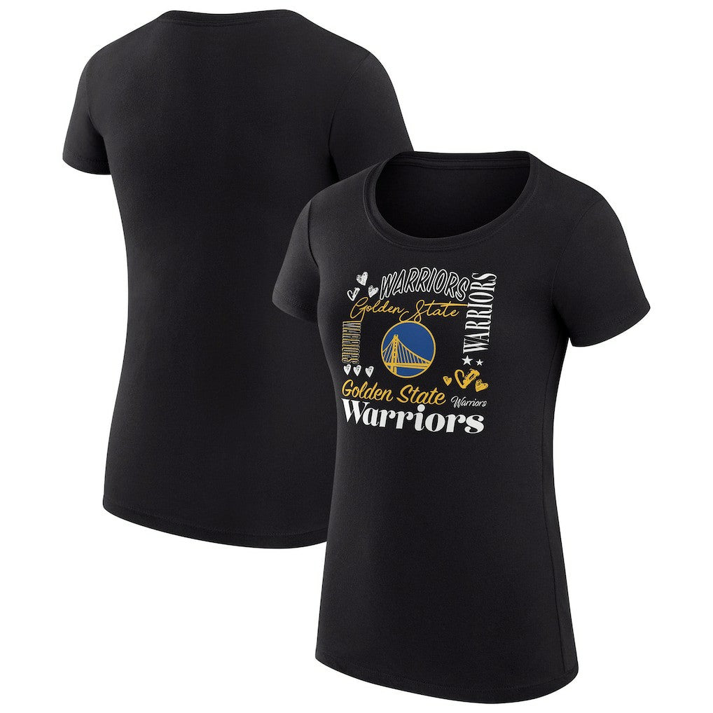 Golden State Warriors G-III 4Her by Carl Banks Women's Super-Slim Fit Lightweight Team Name Collage Graphic T-Shirt sale - Black sale