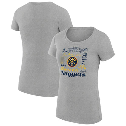 Denver Nuggets G-III 4Her by Carl Banks Women's Super-Slim Fit Lightweight Team Name Collage Graphic T-Shirt sale - Heather Gray discount