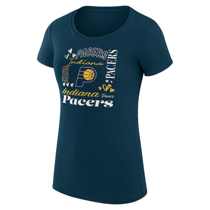Indiana Pacers G-III 4Her by Carl Banks Women's Super-Slim Fit Lightweight Team Name Collage Graphic T-Shirt - Navy for sale