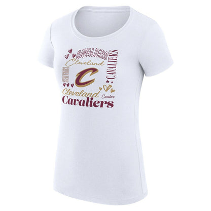 Cleveland Cavaliers G-III 4Her by Carl Banks Women's Super-Slim Fit Lightweight Team Name Collage Graphic T-Shirt sale - White sale
