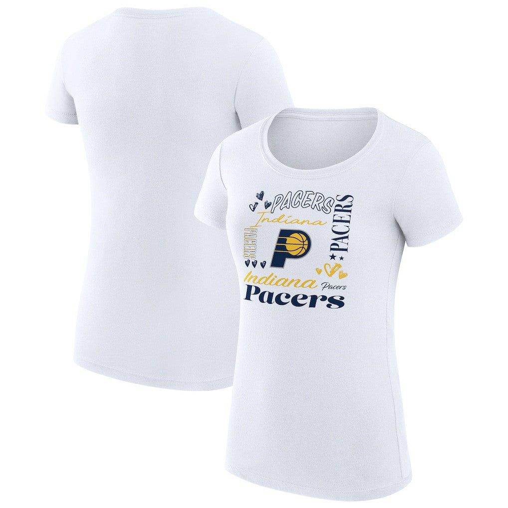 Indiana Pacers G-III 4Her by Carl Banks Women's Super-Slim Fit Lightweight Team Name Collage Graphic T-Shirt - White online