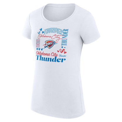 Oklahoma City Thunder G-III 4Her by Carl Banks Women's Super-Slim Fit Lightweight Team Name Collage Graphic T-Shirt - White discount