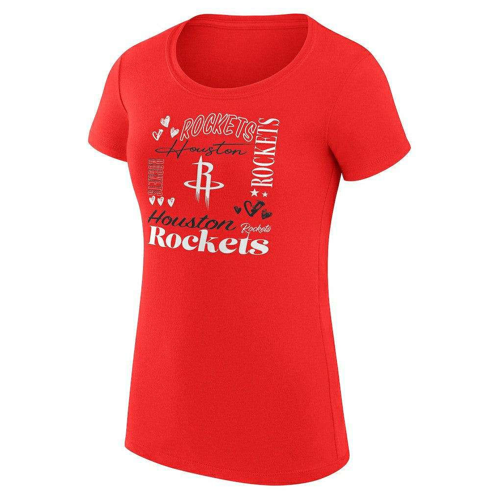 Houston Rockets G-III 4Her by Carl Banks Women's Super-Slim Fit Lightweight Team Name Collage Graphic T-Shirt - Red cheap