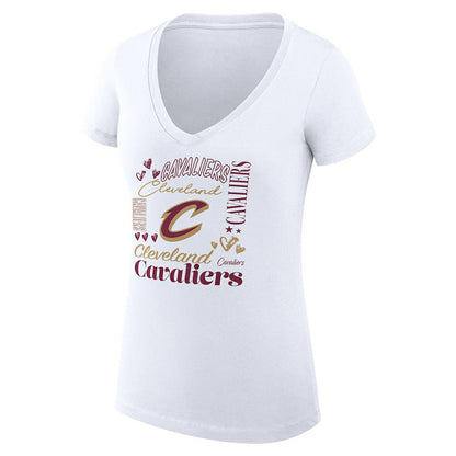 Cleveland Cavaliers G-III 4Her by Carl Banks Women's Super-Slim Fit Lightweight Team Name Collage Graphic V-Neck T-Shirt sale - White shop