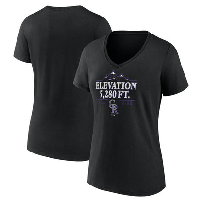 Colorado Rockies Women's Elevation V-Neck T-Shirt - Black