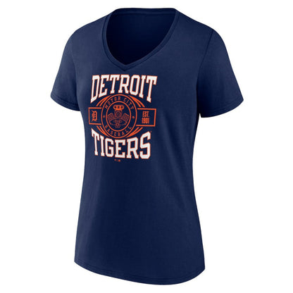 Detroit Tigers Women's Motor City Baseball V-Neck T-Shirt - Navy