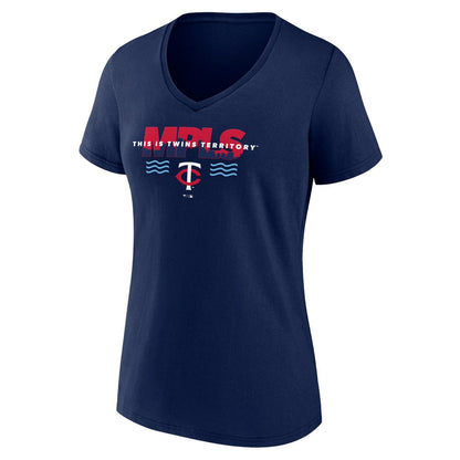 Minnesota Twins Women's Territory V-Neck T-Shirt - Navy