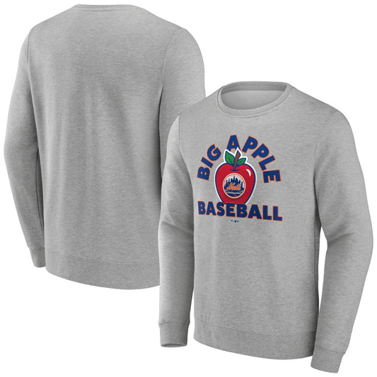 New York Mets Big Apple Baseball Pullover Sweatshirt - Gray