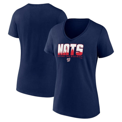 Washington Nationals Women's Defend the District V-Neck T-Shirt - Navy