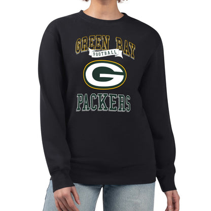 Green Bay Packers G-III 4Her by Carl Banks Women's Team Logo Graphic Tri-Blend Pullover Sweatshirt - Black cheap
