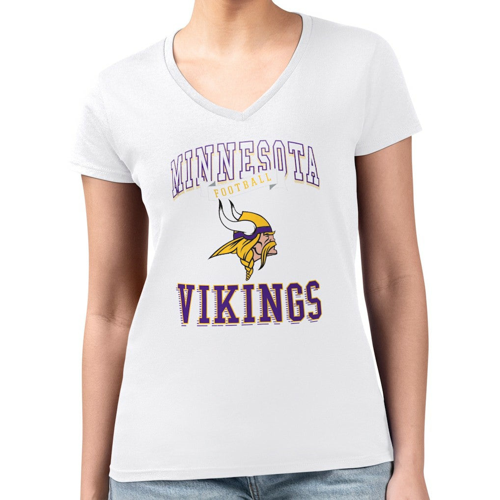 Minnesota Vikings G-III 4Her by Carl Banks Women's Super-Slim Fit Lightweight Team Logo Graphic V-Neck T-Shirt - White on sale
