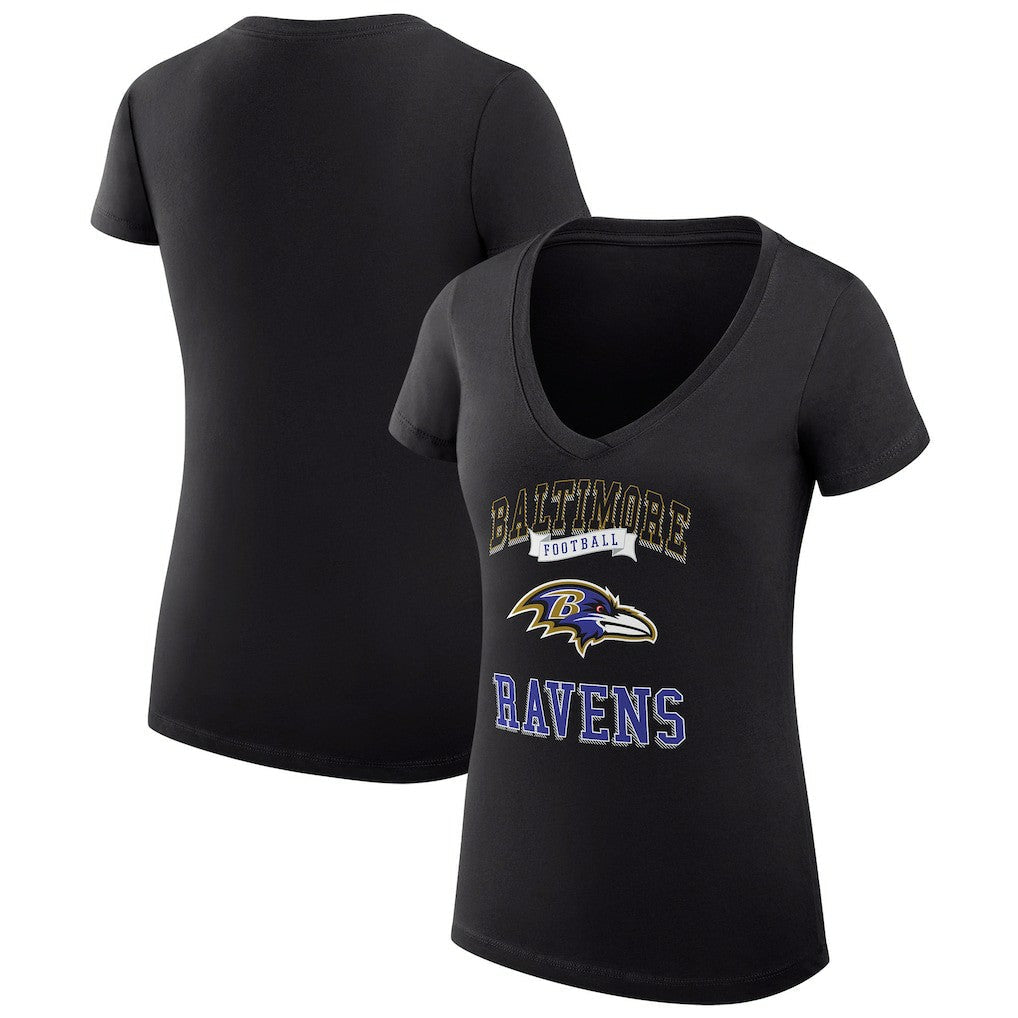 Baltimore Ravens G-III 4Her by Carl Banks Women's Super-Slim Fit Lightweight Team Logo Graphic V-Neck T-Shirt - Black on sale