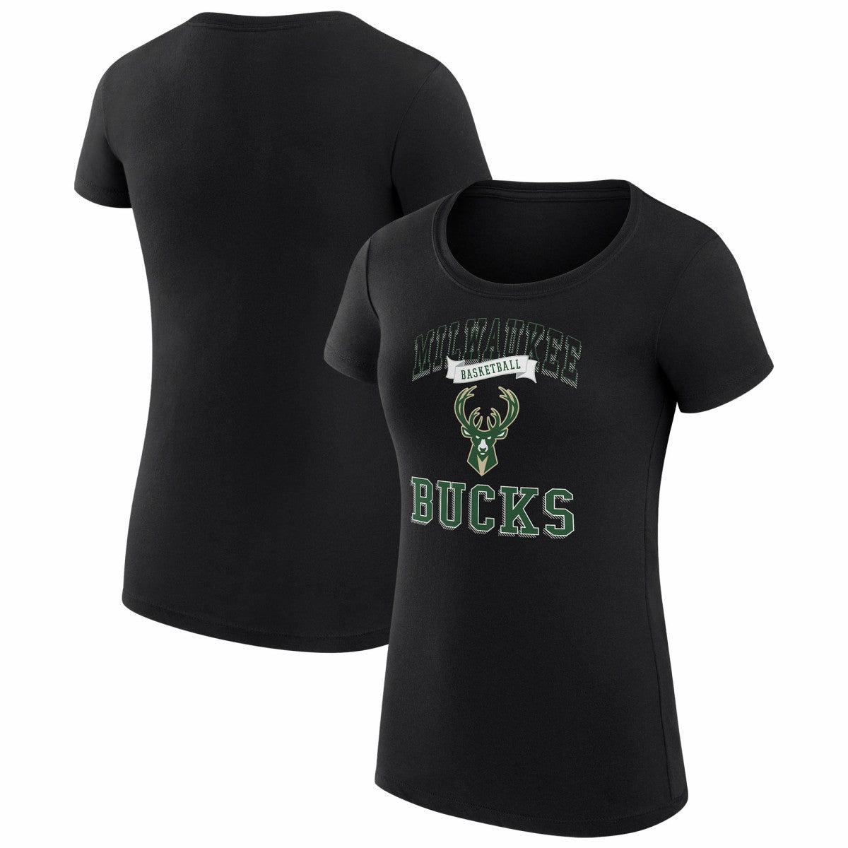 Milwaukee Bucks G-III 4Her by Carl Banks Women's Super-Slim Fit Lightweight Team Logo T-Shirt - Black cheap