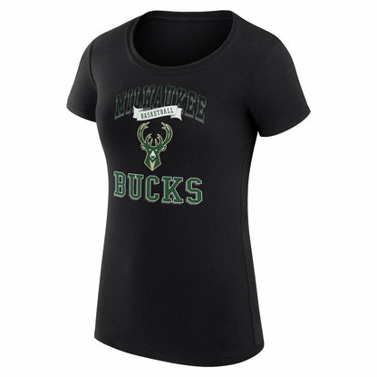 Milwaukee Bucks G-III 4Her by Carl Banks Women's Super-Slim Fit Lightweight Team Logo T-Shirt - Black cheap