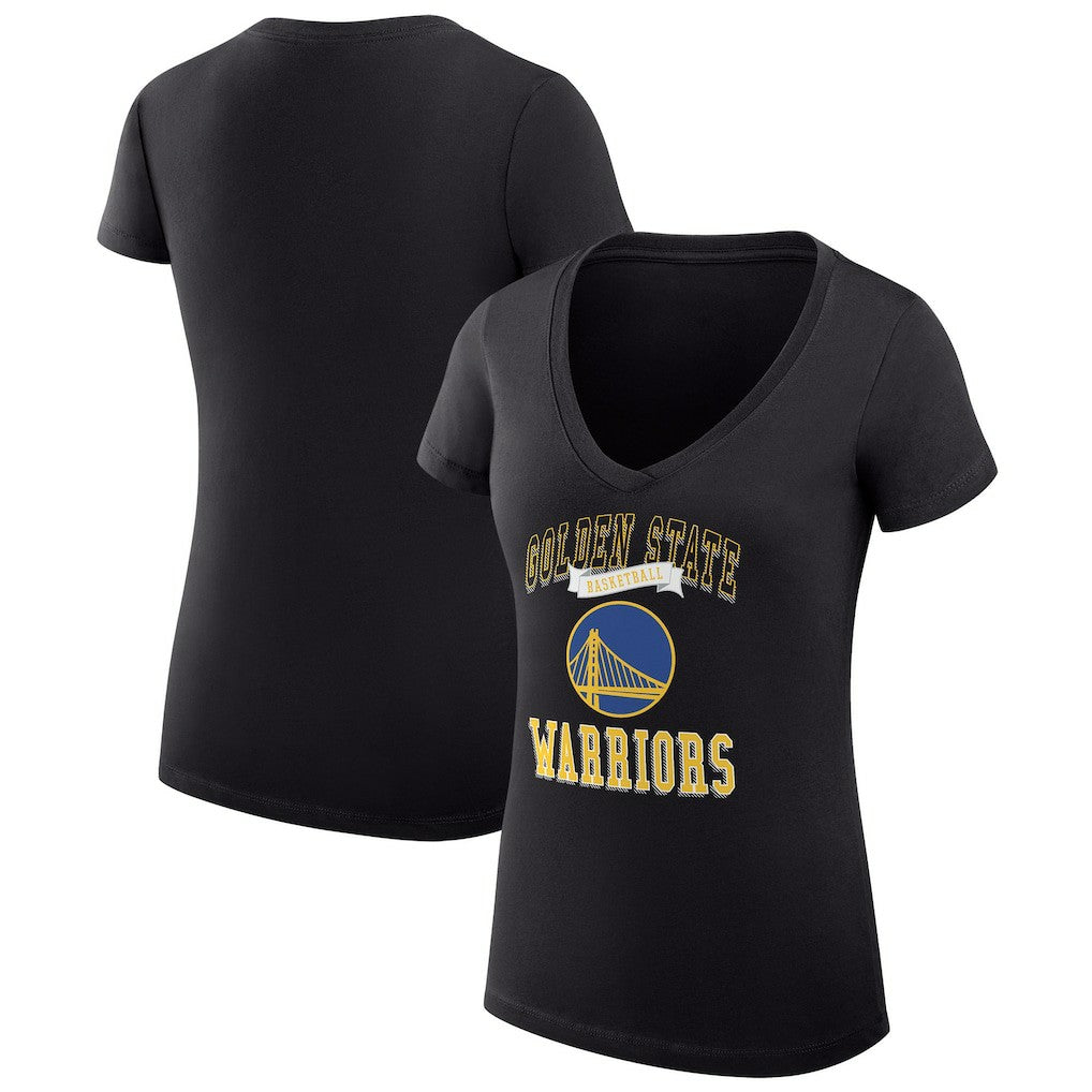 Golden State Warriors G-III 4Her by Carl Banks Women's Super-Slim Fit Lightweight Team Logo V-Neck T-Shirt sale - Black cheap