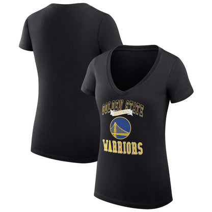 Golden State Warriors G-III 4Her by Carl Banks Women's Super-Slim Fit Lightweight Team Logo V-Neck T-Shirt sale - Black cheap