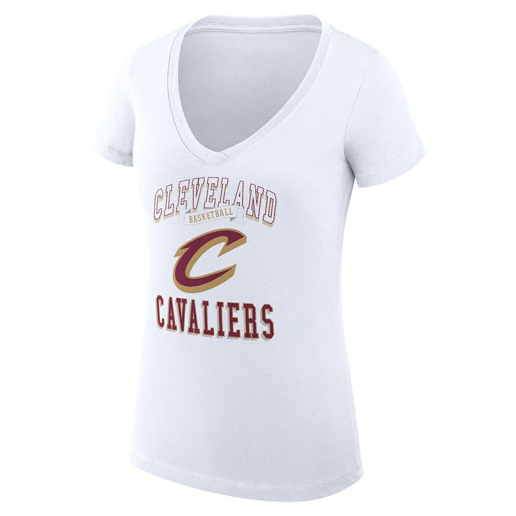 Cleveland Cavaliers G-III 4Her by Carl Banks Women's Super-Slim Fit Lightweight Team Logo V-Neck T-Shirt sale - White outlet