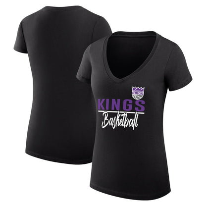Sacramento Kings G-III 4Her by Carl Banks Women's Super-Slim Fit Lightweight Team Sport V-Neck T-Shirt - Black shop