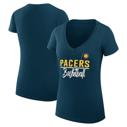 Indiana Pacers G-III 4Her by Carl Banks Women's Super-Slim Fit Lightweight Team Sport V-Neck T-Shirt - Navy sale
