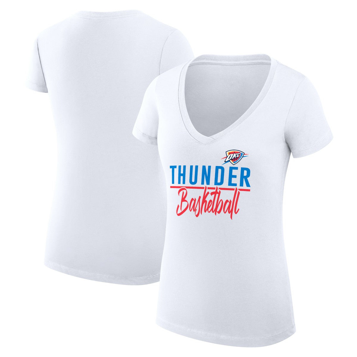 Oklahoma City Thunder G-III 4Her by Carl Banks Women's Super-Slim Fit Lightweight Team Sport V-Neck T-Shirt - White cheap