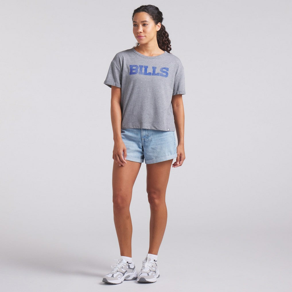 Buffalo Bills Women's Swing Pass Tri-Blend Boxy T-Shirt - Heather Gray cheap